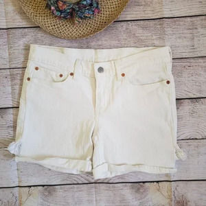 LEVI'S Strauss white distressed cuffed shorts 27